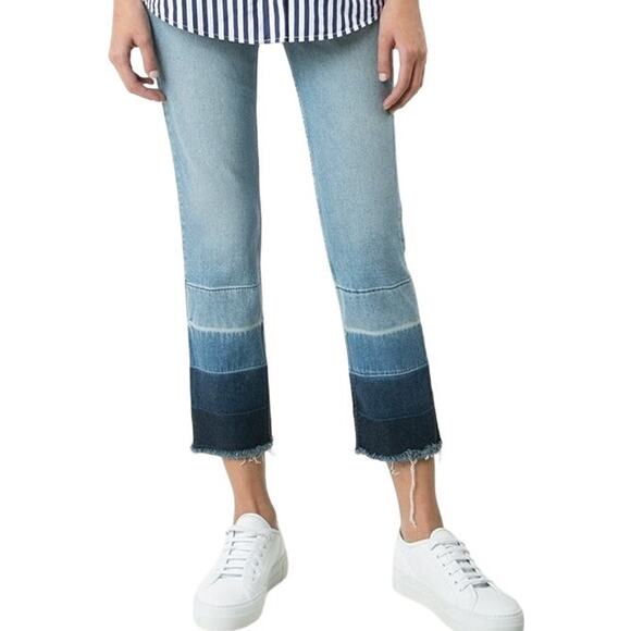 3x1 Shelter High Rise Cropped Jeans Ombre Straight Leg Raw Hem Denim Blue 27 - Picture 1 of 5